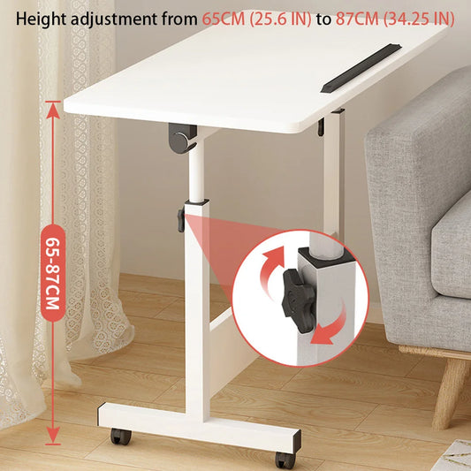 Small Standing Rable Adjustable Height Mobile Stand Up Desk With Wheels, Home Office Computer Workstations, 80x40cm Tabletop