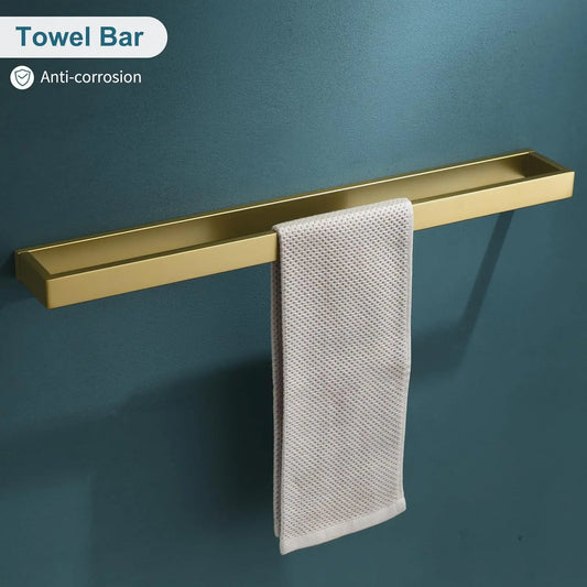 Towel Bar & Holder Set, Modern Gold Bathroom Stainless Steel, Wall Mounted