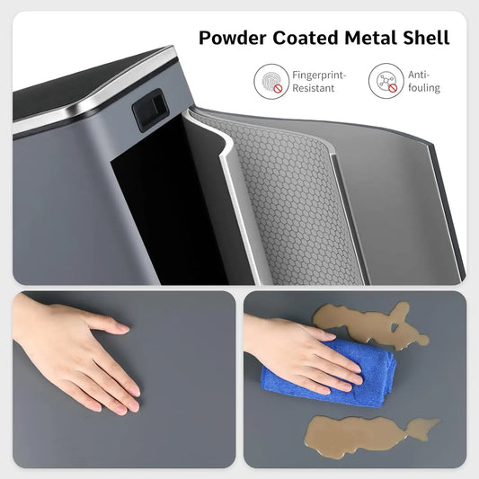 16 Gal Stainless Steel Kitchen Trash Can Dual Recycling Bin Garbage Can with Soft-Close Lid