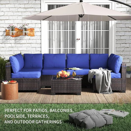 Wicker 7-Piece Modular Outdoor Furniture Set, Perfect For Garden or Balcony
