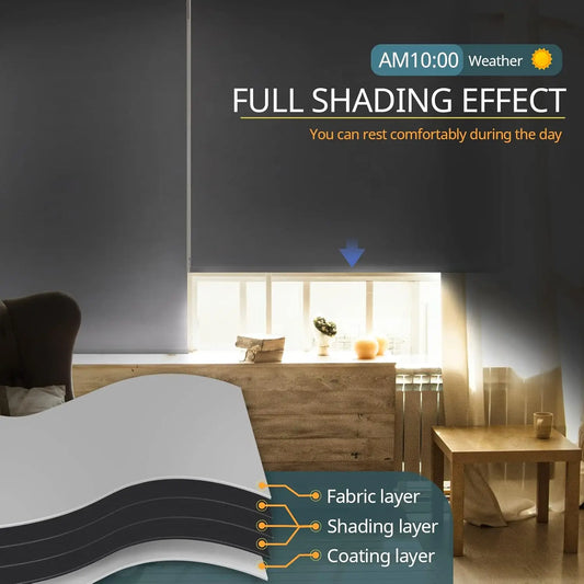 Cordless Electric Window Blinds with Remote Control, No Drill Installation, White 24x72 Inches