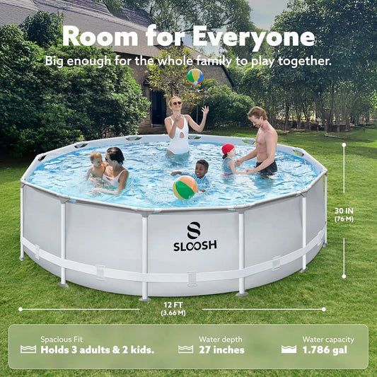 Above Ground Pool 12ft/10ft/15ft Outdoor Swimming Pool Set with Filter Pump