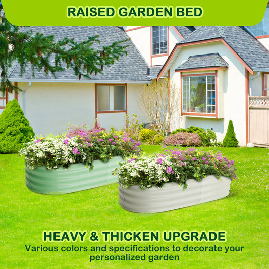 2 Pcs 4.5x2x1ft Oval Raised Garden Bed, Galvanized Raised Beds,Open-Ended Base Metal Raised Planter Beds,Garden Bed Outdoor