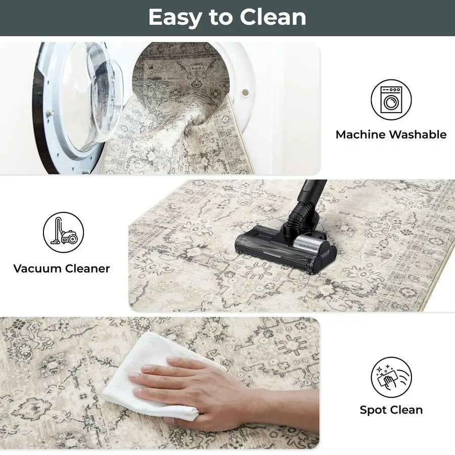 Set of 3 Non Slip Washable Faux Wool Kitchen Mats, Thick Soft Comfort