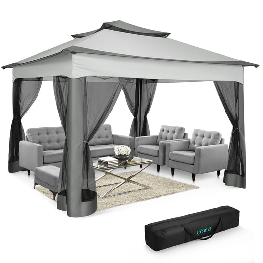 12x12 Pop up Gazebo with Mosquito Netting & Carry Bag,