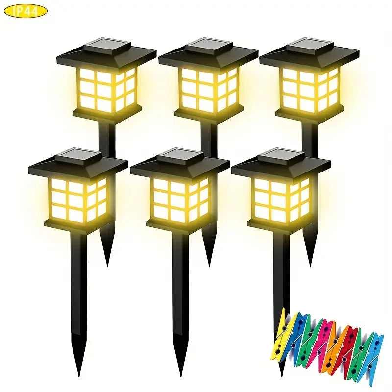 Solar outdoor lights, 6-piece LED solar lights outdoor, solar sidewalk lights, automatic on/off, courtyard, lawn, path lights.