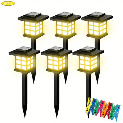 Solar outdoor lights, 6-piece LED solar lights outdoor, solar sidewalk lights, automatic on/off, courtyard, lawn, path lights.
