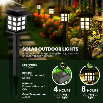 Solar outdoor lights, 6-piece LED solar lights outdoor, solar sidewalk lights, automatic on/off, courtyard, lawn, path lights.