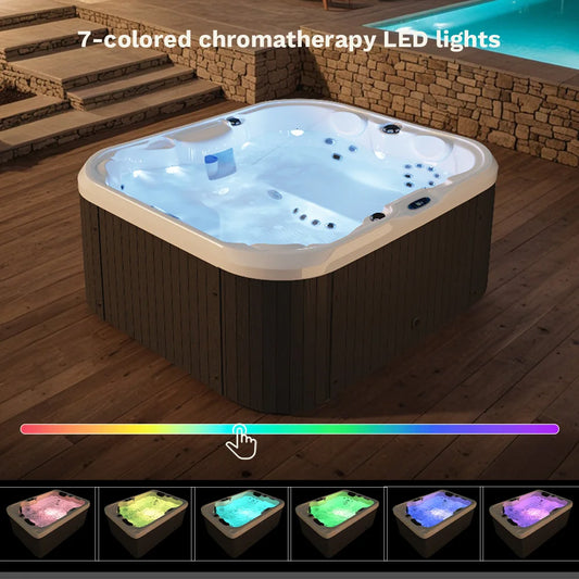 2 To 4 Person 25-Jet Outdoor Hot Tub With Intelligent Control and Water Purification for Family Spa