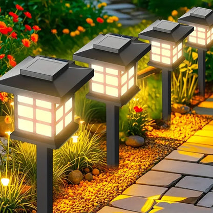 Solar outdoor lights, 6-piece LED solar lights outdoor, solar sidewalk lights, automatic on/off, courtyard, lawn, path lights.