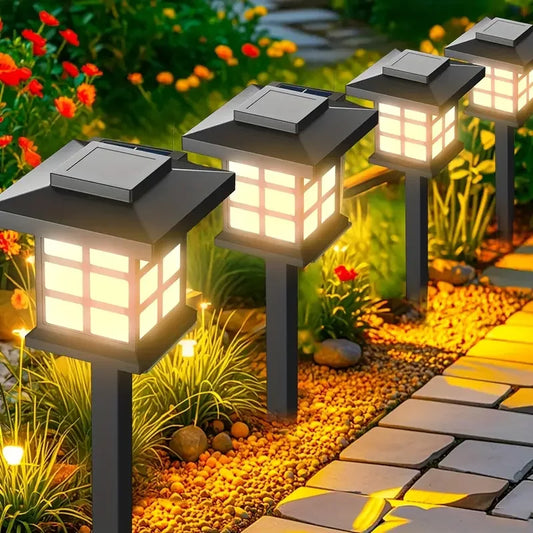 Solar outdoor lights, 6-piece LED solar lights outdoor, solar sidewalk lights, automatic on/off, courtyard, lawn, path lights.