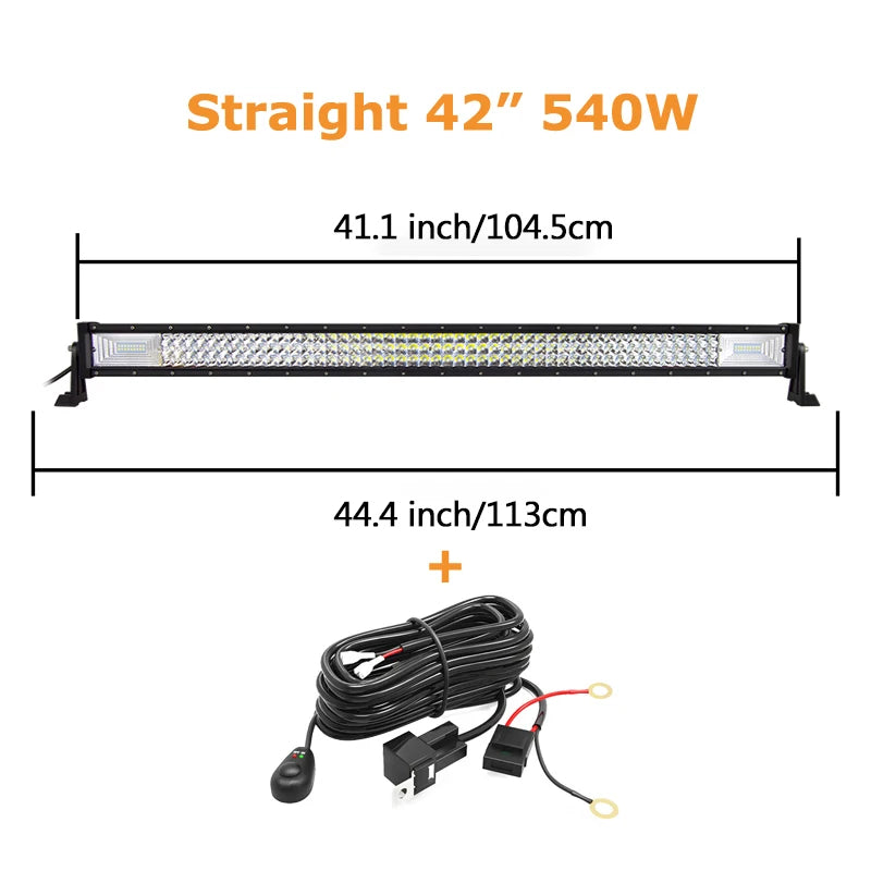 22'' 32'' 42'' 52'' 3-Row 7D Offroad LED Light Bar Combo Led Work Light Bar 12v 24v Truck SUV ATV 4WD 4x4 Led Bar