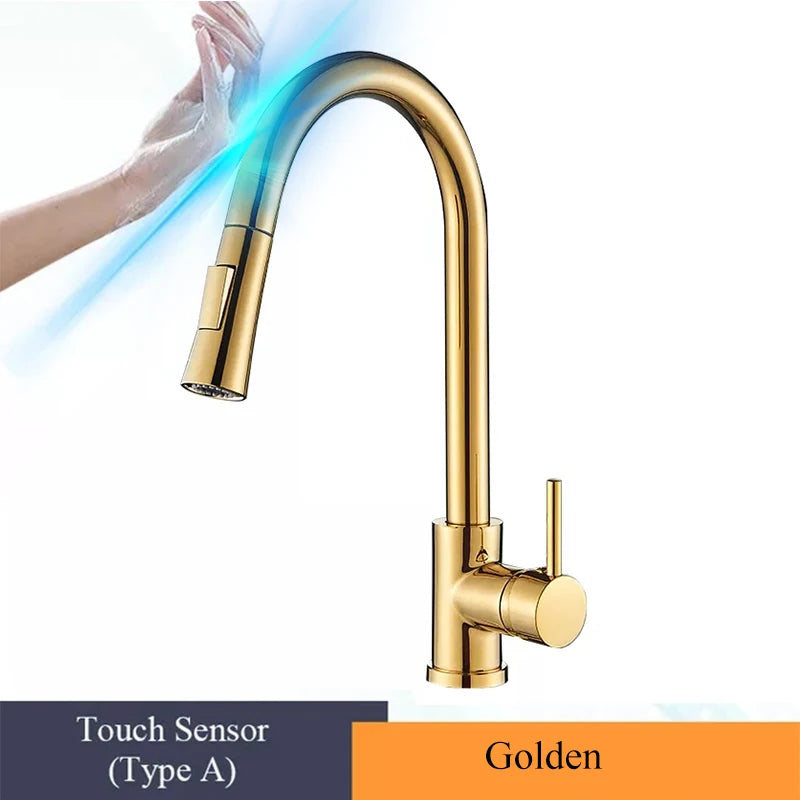 Pull Out Touch Sensor Kitchen Faucet 360 Rotation Smart Kitchen Faucet Sensor Tap Faucet Single Handle Mixer Tap