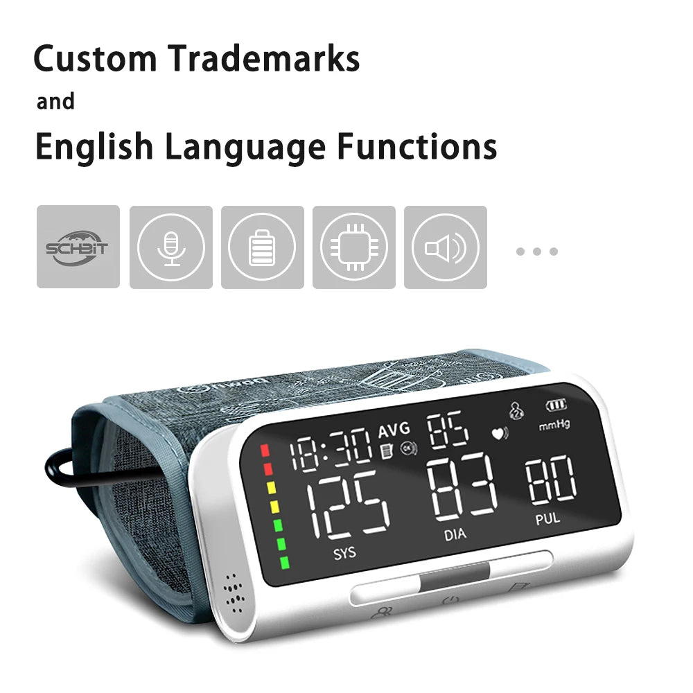 Intelligent Voice Function Blood Pressure Monitor Full Arm Rechargeable Lithium Ion Battery Digital LCD Large Screen Sphygmomano