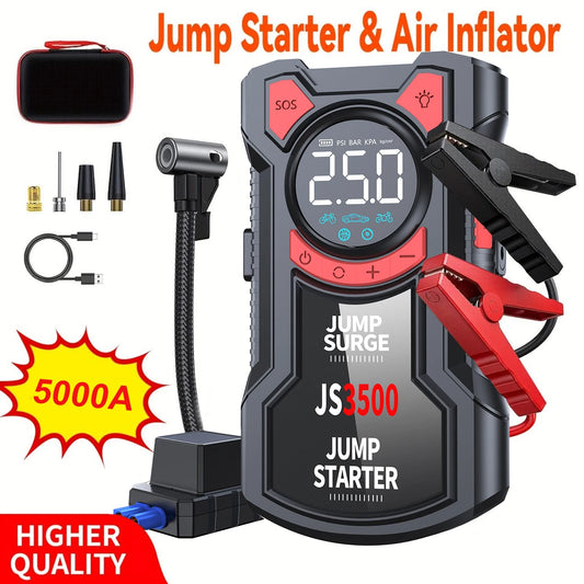 5-in-1 Multifunctional Jump Starter with digital Air Compressor
