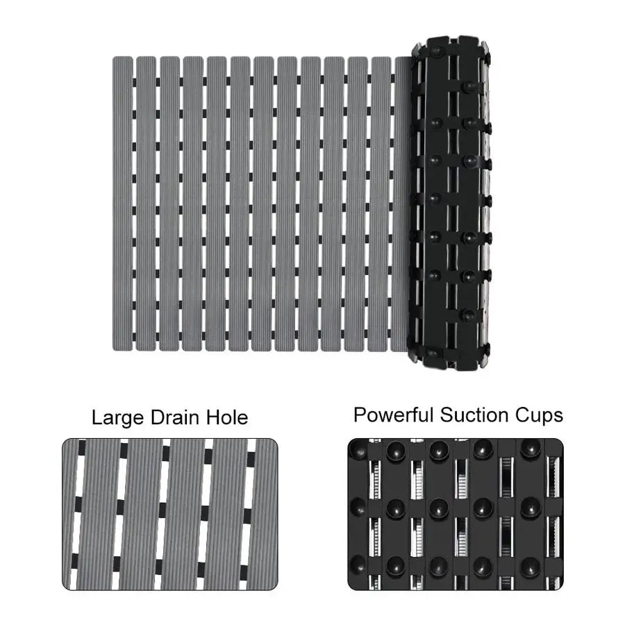 Bathtub Mat Non Slip, Shower Mat for Inside Shower, Suction Cups Design and Drain Holes, 37.5 X 15.7 Inch, Bathroom Essentials S