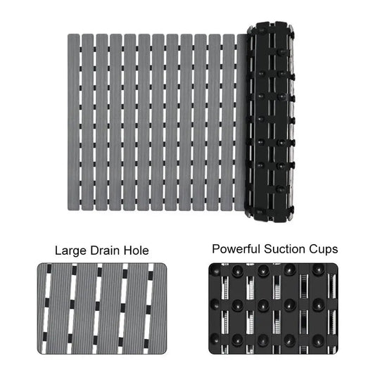 Bathtub Mat Non Slip, Shower Mat for Inside Shower, Suction Cups Design and Drain Holes, 37.5 X 15.7 Inch, Bathroom Essentials S