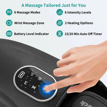 Hand Massager Heat Compression 6 Holes Finger Stretching for Arthritis Carpal Tunnel 6 Levels Pressure Therapy Wrist Palm Gifts