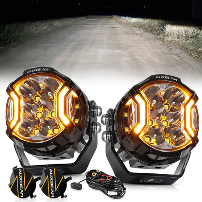 AUXBEAM 3 Inch 108W LED Pod Lights Driving Lights LED Side Shooter Pod Lights with Amber DRL for ATV UTV SUV Off Road