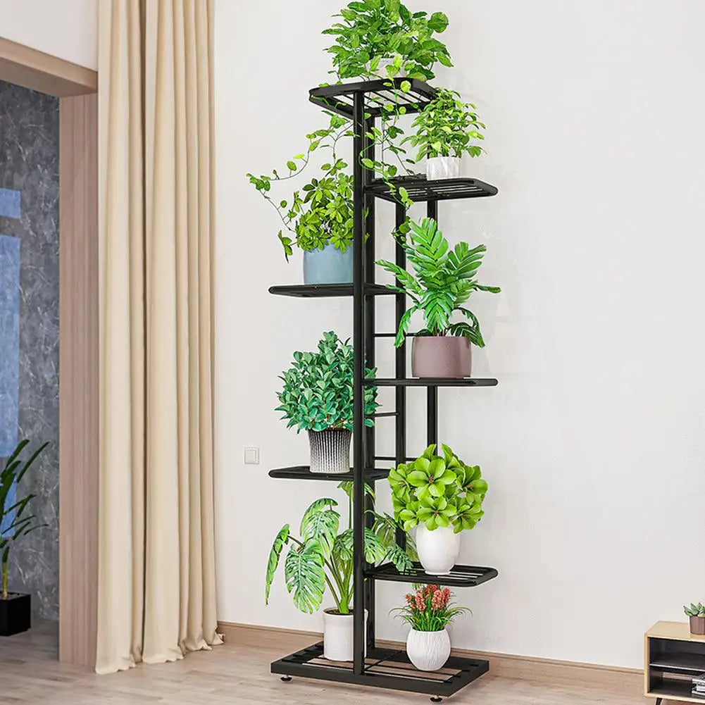 Plant Stand Indoor Outdoor, 7 Tier 8 Potted Metal Flower Shelf For Multiple Plants