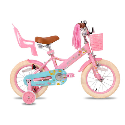 Kids Bike for Ages 2-7 Years 12 14 16 Inch Girls Bikes with Doll Seat & Streamers, Boys Bike with Flag & Plate