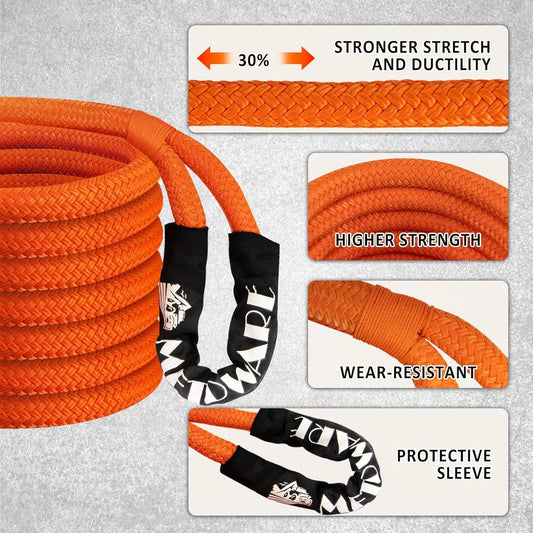 35,000 LBS Heavy Duty Kinetic Recovery Rope Kit with Soft Shackles for Offroad Vehicles