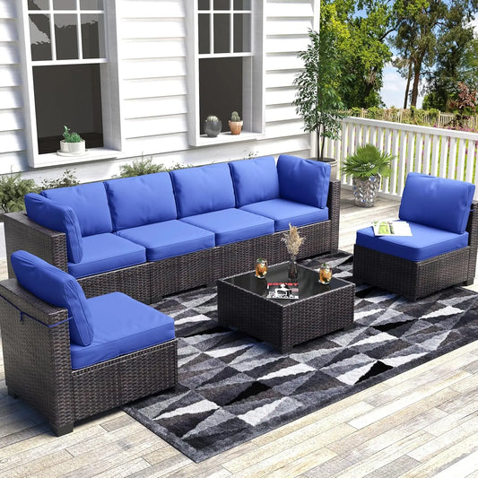 Wicker 7-Piece Modular Outdoor Furniture Set, Perfect For Garden or Balcony