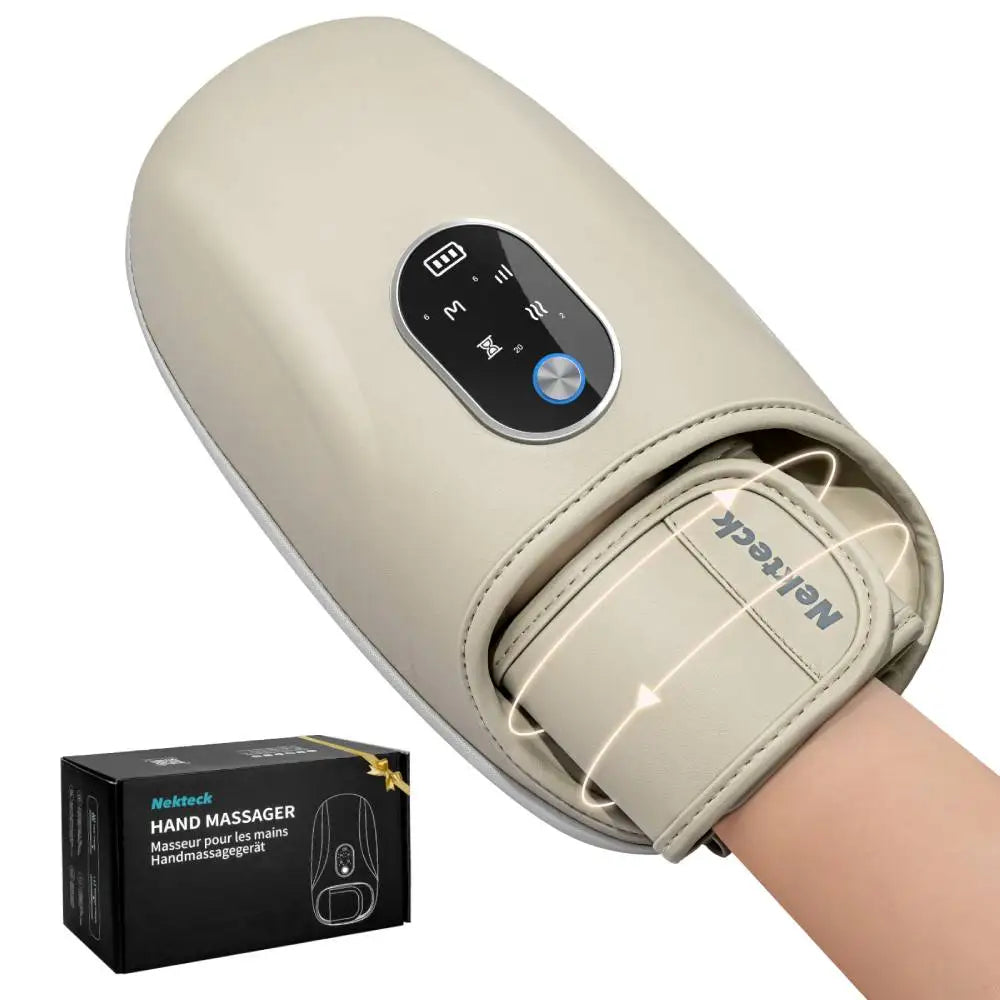 Hand Massager Heat Compression 6 Holes Finger Stretching for Arthritis Carpal Tunnel 6 Levels Pressure Therapy Wrist Palm Gifts