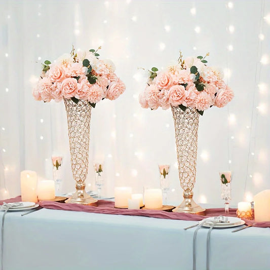 Set Of 2 Elegant Crystal Vases