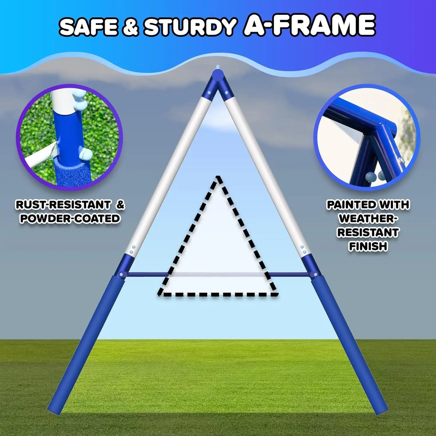 Safe Metal Playset Outdoor Kids Swing Set For Ages 3-8 with LED Swings, Saucer Swing & 5ft Slide