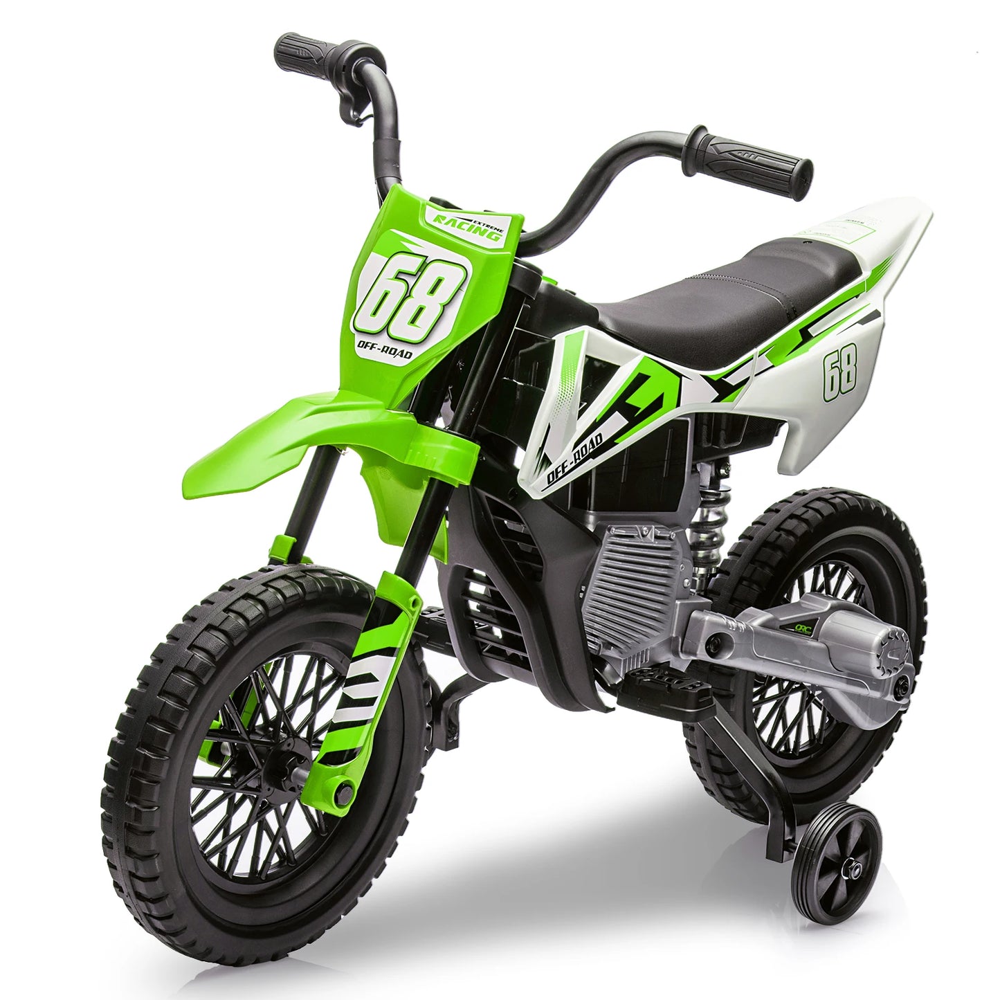 12v Kids Electric Dirt Bike with Training Wheels, 3Mph Max Speed