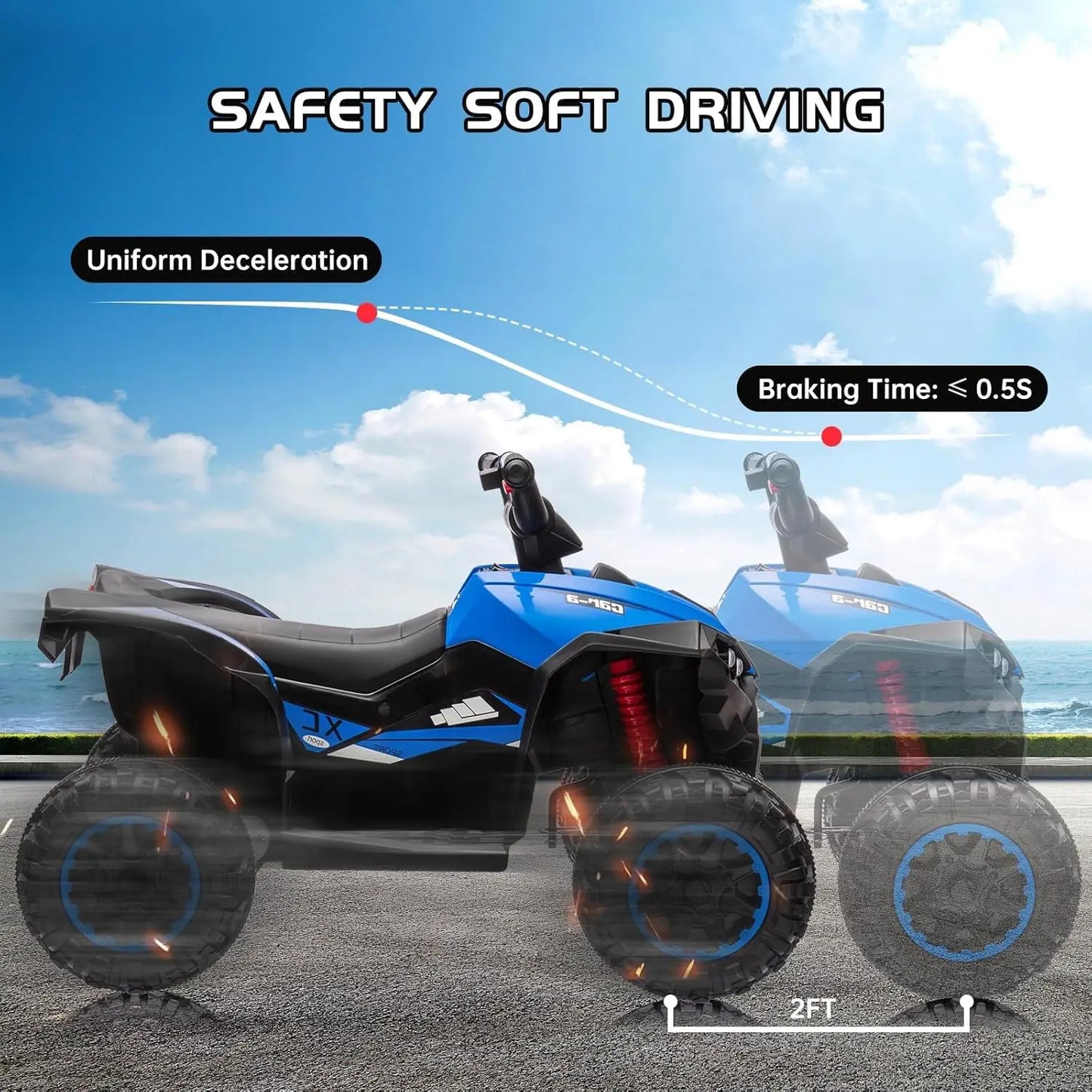 12V electric ATV for kids 35W dual motor 4x4 off-road terrain vehicle with 2 control modes,music,horn,high and low speeds,Lights