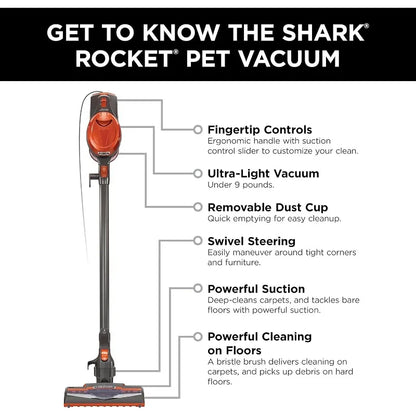 Ultra-Light Corded Bagless Vacuum for Carpet and Hard Floor Cleaning with Swivel Steering , Gray/Orange