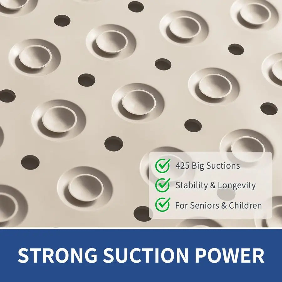 Extra Large Shower Mat 47x 32, TPE Non Slip Shower Mat for Shower Stall, Inside Walk in Shower Mats with Drain Holes Suction Cup