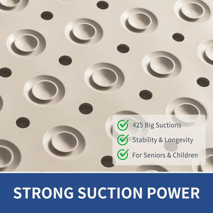 Extra Large Shower Mat 47x 32, TPE Non Slip Shower Mat for Shower Stall, Inside Walk in Shower Mats with Drain Holes Suction Cup