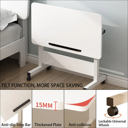 Small Standing Rable Adjustable Height Mobile Stand Up Desk With Wheels, Home Office Computer Workstations, 80x40cm Tabletop