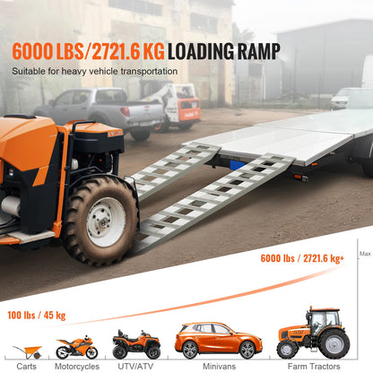 Aluminum Ramps 6000 LBS Capacity Loading Ramps for Motorcycle/Dirt Bike/Trailer/ATV/UTV/Garden Tractor/Lawn Mower, 2PCS