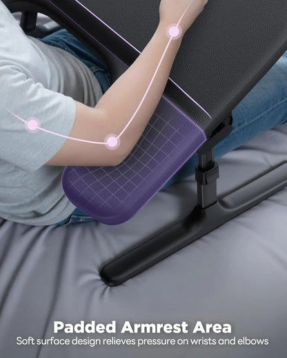 Adjustable Laptop Lap Desk for Bed & Couch, Ergo Curve Folding Table with Soft Armrest for Working, Reading, Gaming (Black)