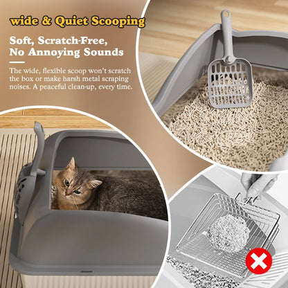Stainless Steel Cat Litter Box With Lid, XL Metal For Big Cats, Never Absorbs Odors, Non-Sticky, Easy Clean, Anti-Urine Leakage