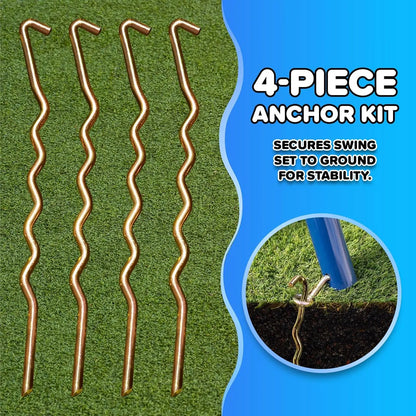 Safe Metal Playset Outdoor Kids Swing Set For Ages 3-8 with LED Swings, Saucer Swing & 5ft Slide