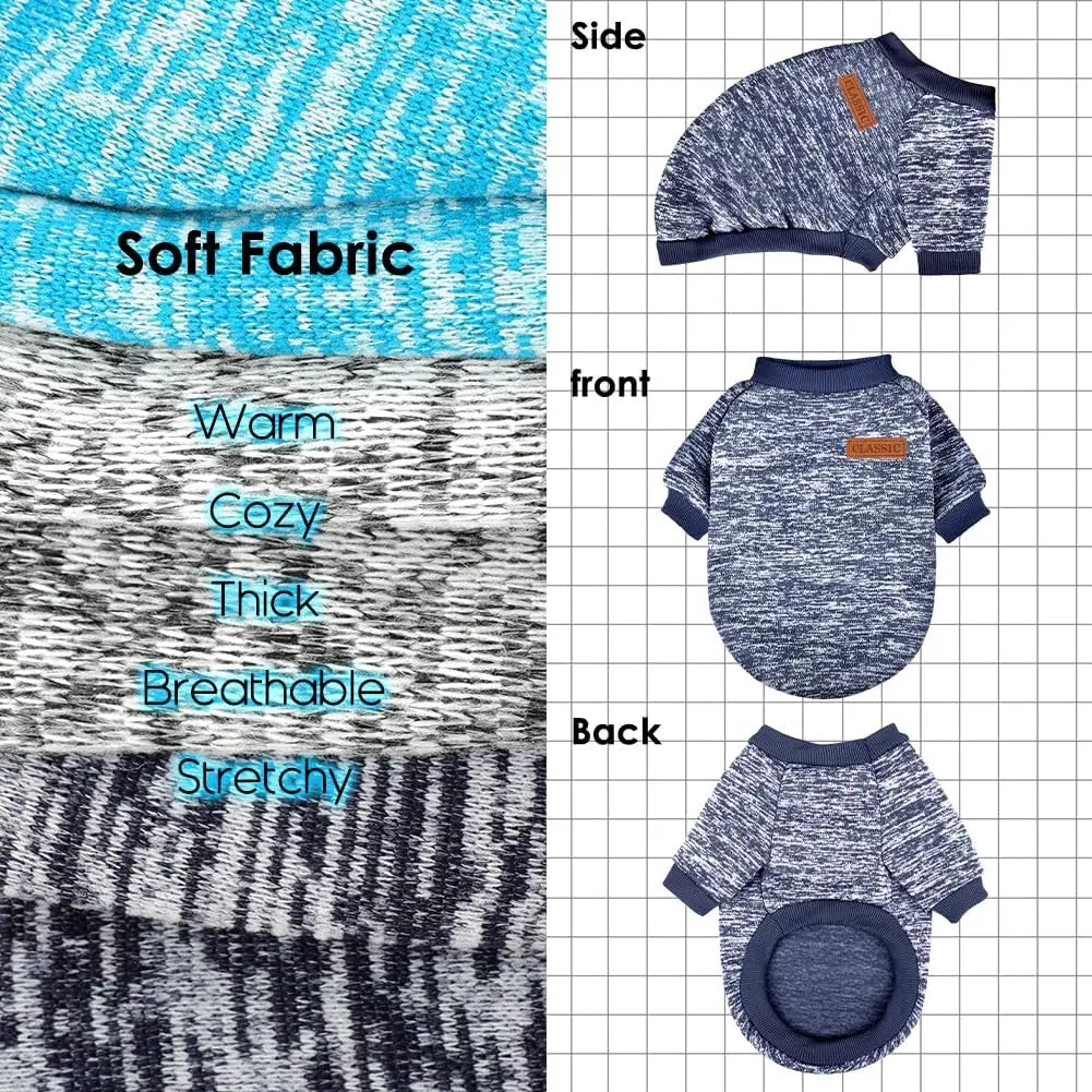 3 Pack Small Dog Sweaters Winter Fleece Warm Soft Pet Apparel for Dogs Cats