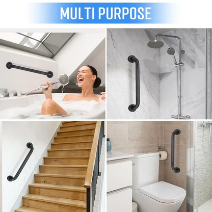 Pack 24 Inch Shower Grab Bars for Seniors Bathroom, Black Stainless Steel Safety Support Handles for Shower, Anti Slip Grab Bar