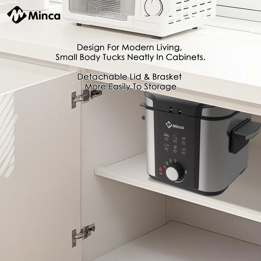 1.5L Electric Deep Fryer with Viewing Window, Adjustable Temp, Removable Basket, Stainless Steel Body & Cool-Touch Handle