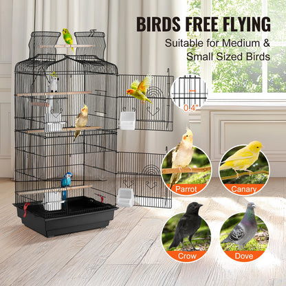 Open Top Large Parrot Bird Cage Hanging Bird Cage for Kinds of Birds Travel Pet Flight Birdcage with Swing and Perch