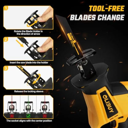 Reciprocating Saw for Dw 20V Battery Battery Not Included Cordless Sawzall with 8 Blades 0-3000SPM Variable Speed Cordless Reci