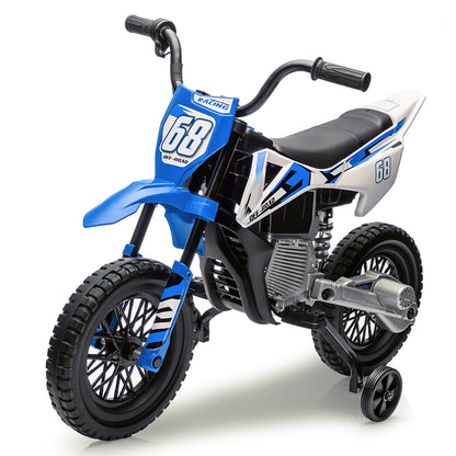 12v Kids Electric Dirt Bike with Training Wheels, 3Mph Max Speed