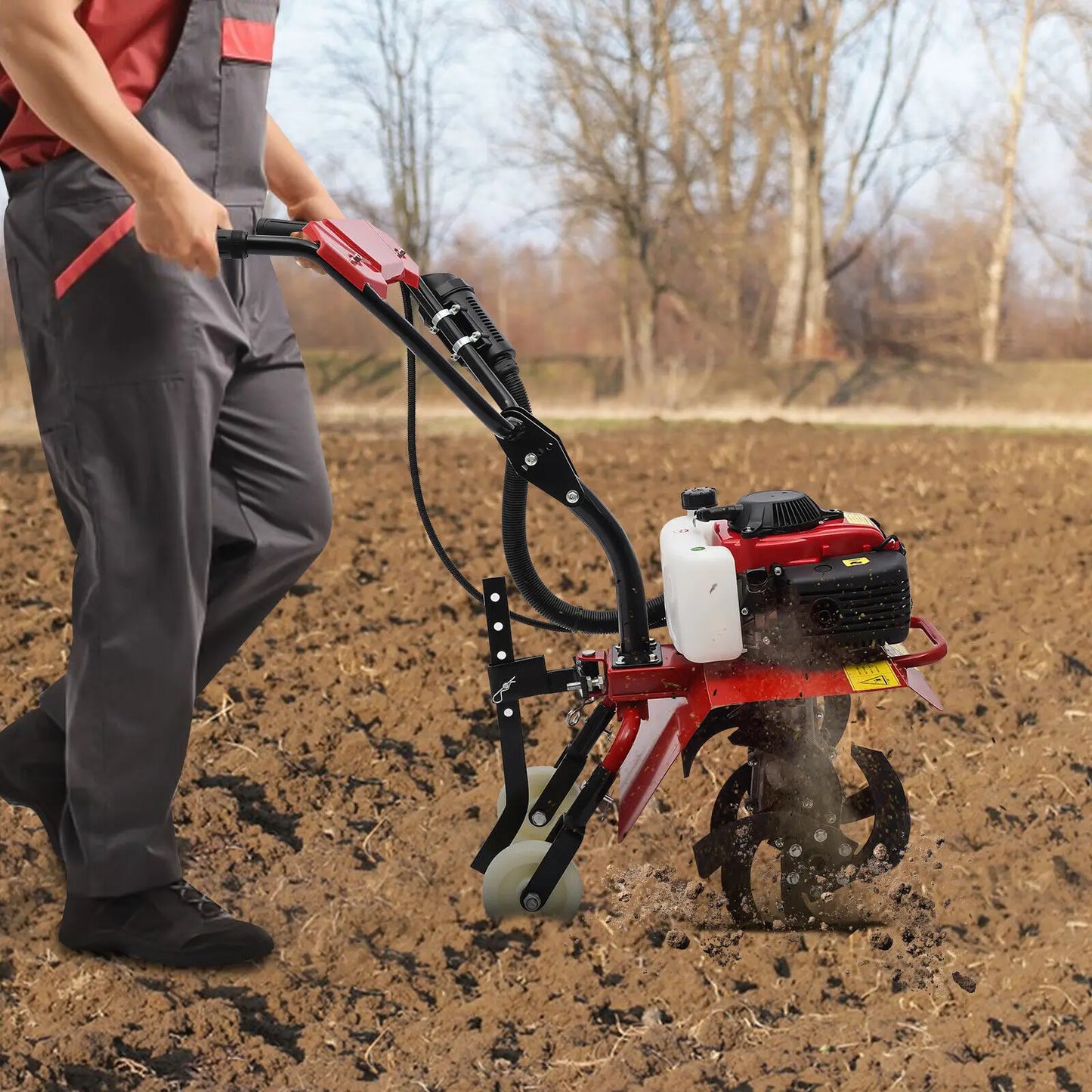 63cc 4-Stroke Gas Power Mini Tiller Cultivator Clearance Walk Behind
