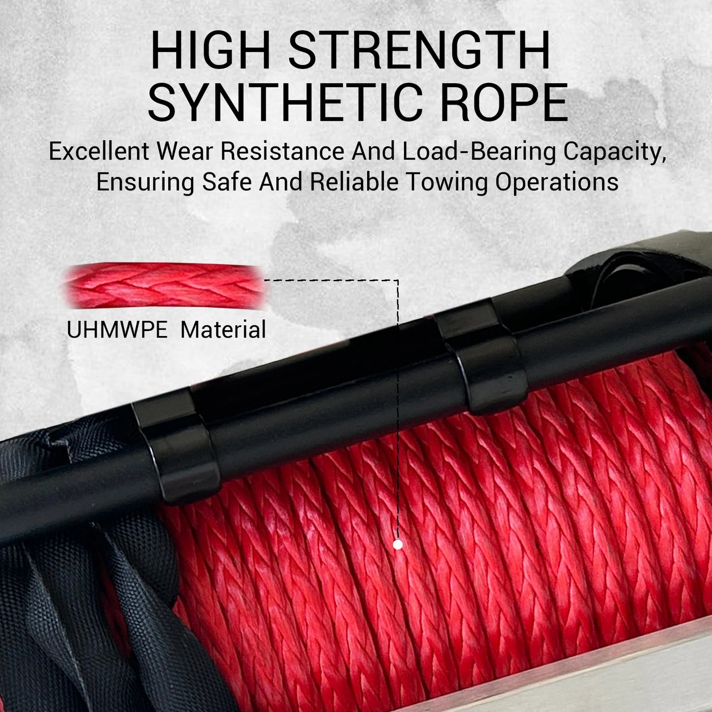 10000lbs 12V Power Electric Winch, IP67 85ft Red Synthetic Rope Truck Winch with Wireless Remote for Towing UTV Off Road Vehicle