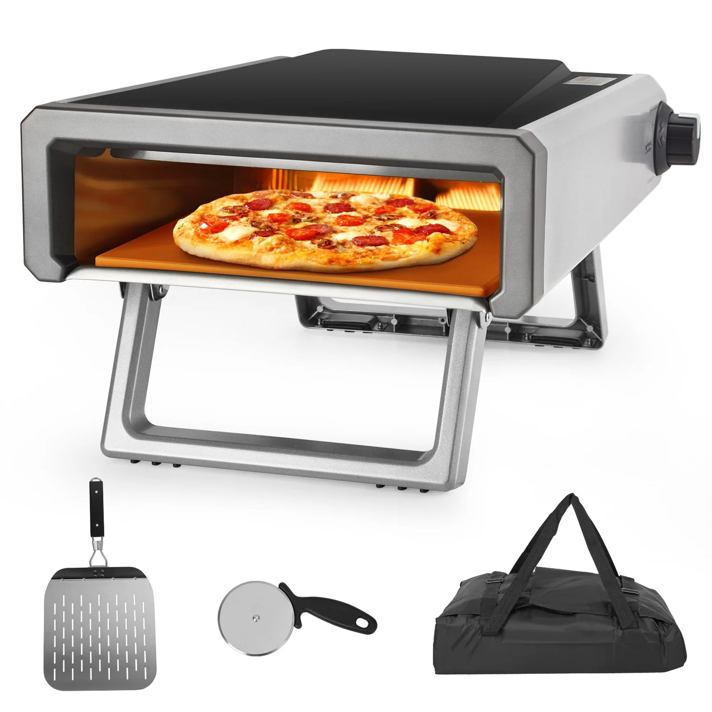 Pizza Oven, 12" Pizza Oven Outdoor with Gas Powered Propane and Portable Maker Accessories for Backyard Camping Outside