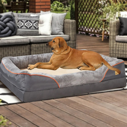 Jumbo Orthopedic Memory Foam Pet Sofa Couch, Waterproof Elevated Cushion Warm Bolster Couch, Removable Cover